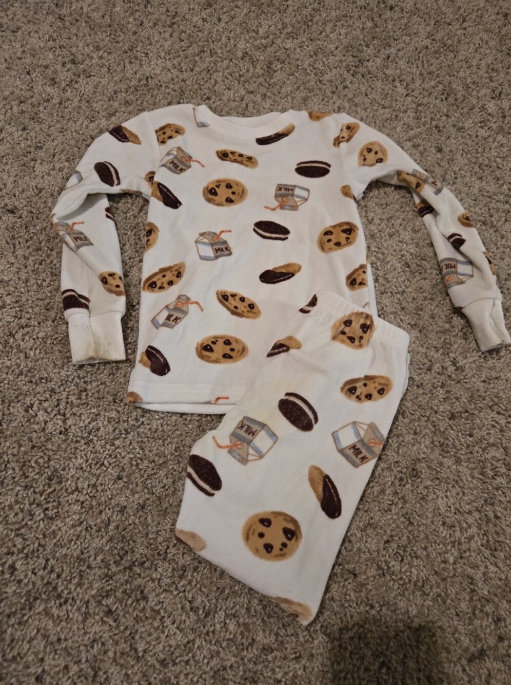 Carter's White Kids Cookie & Milk Pajama Set